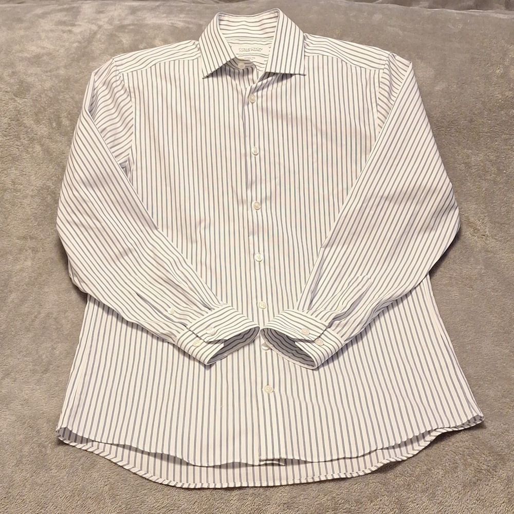Collection by Michael Strahan Men's Striped‎ Dress Shirt 15 32/33 Cotton Stretch